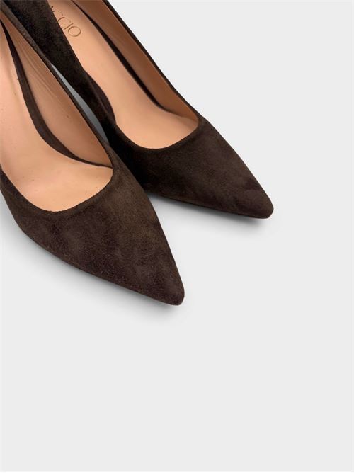 Décolleté in camoscio testa di moro con tacco IL LACCIO | SV25CAMOSCIOT.MORO